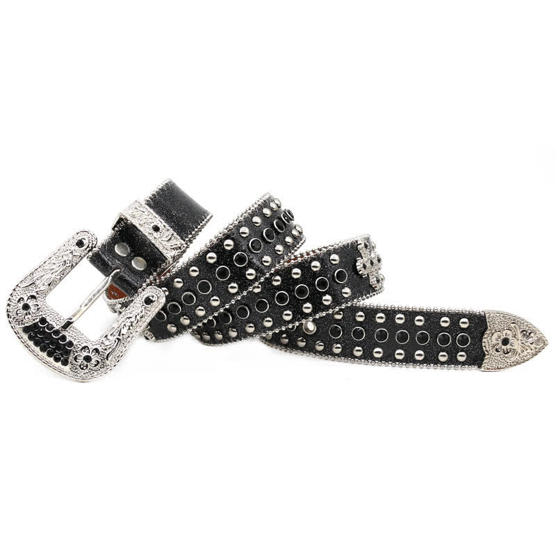 Cintura in pelle con borchie a croce Western Bling