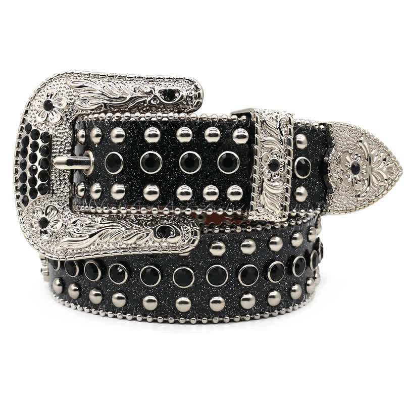 Cintura in pelle con borchie a croce Western Bling