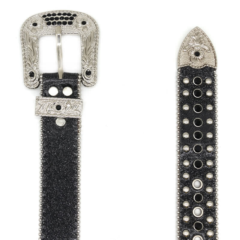 Cintura in pelle con borchie a croce Western Bling