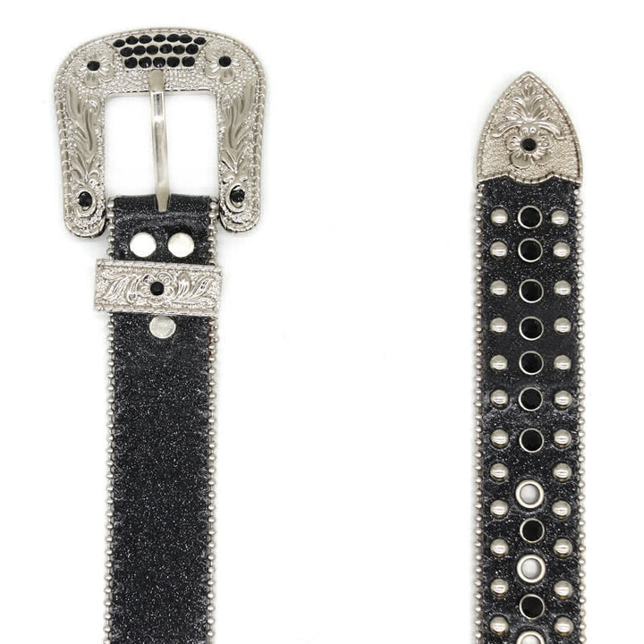 Cintura in pelle con borchie a croce Western Bling
