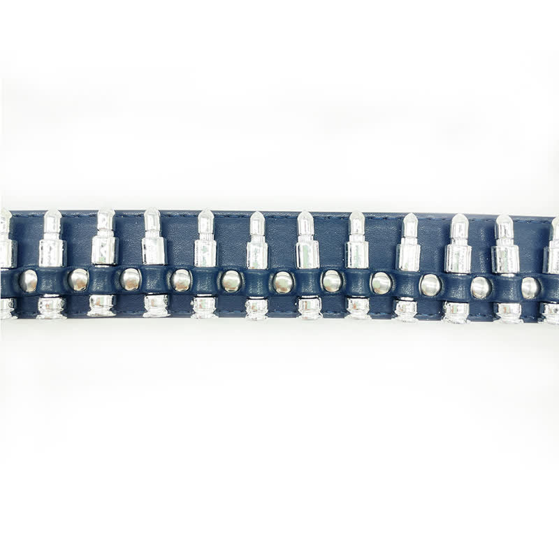 Cintura in pelle con decorazioni a rivetti e proiettili punk alla moda