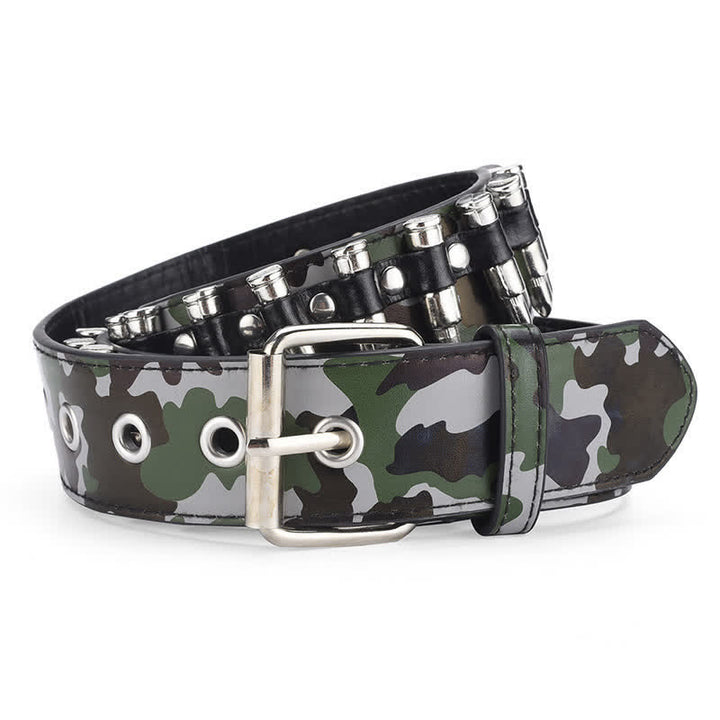 Cintura in pelle con rivetti a proiettile Camouflage Rock Wild