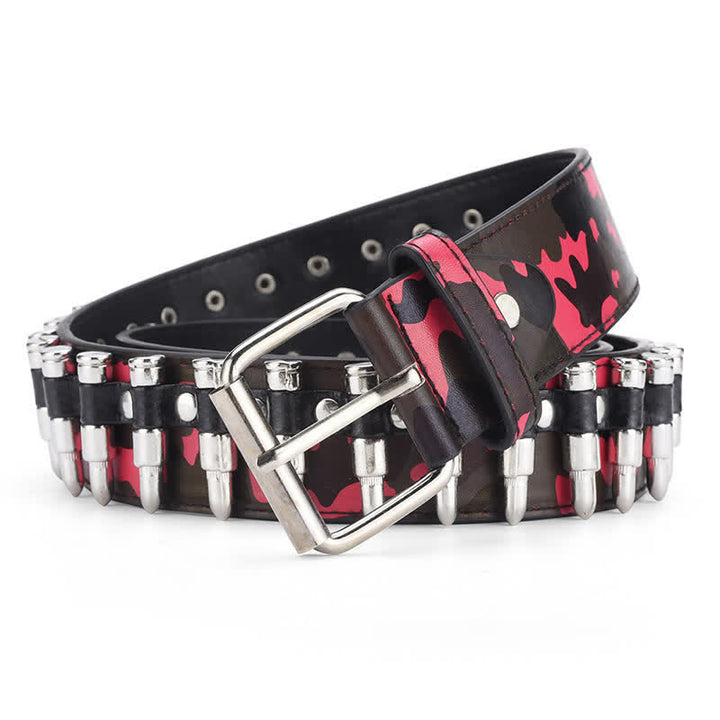 Cintura in pelle con rivetti a proiettile Camouflage Rock Wild