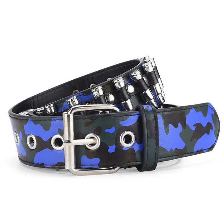 Cintura in pelle con rivetti a proiettile Camouflage Rock Wild