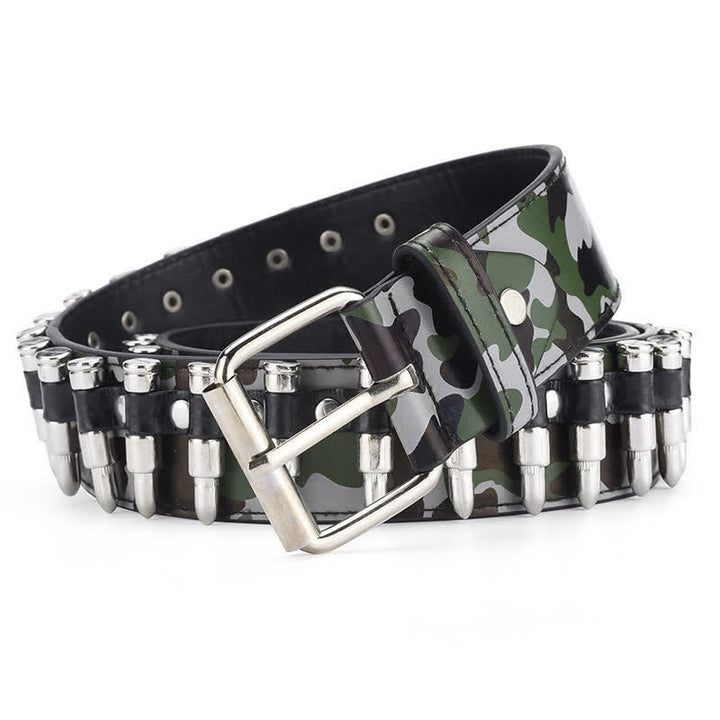 Cintura in pelle con rivetti a proiettile Camouflage Rock Wild