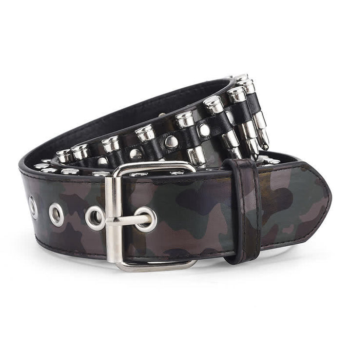 Cintura in pelle con rivetti a proiettile Camouflage Rock Wild