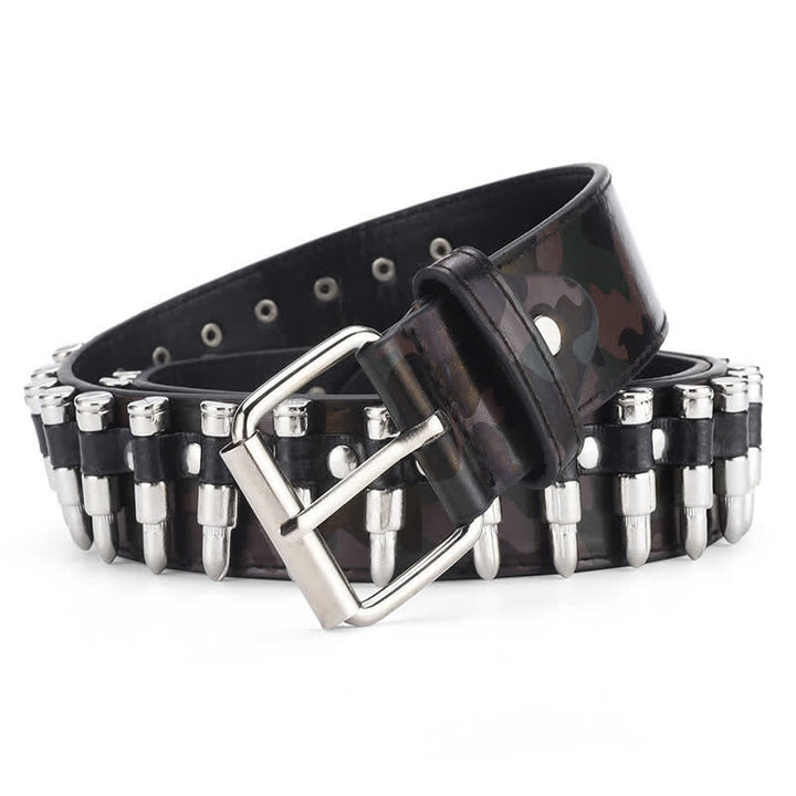 Cintura in pelle con rivetti a proiettile Camouflage Rock Wild