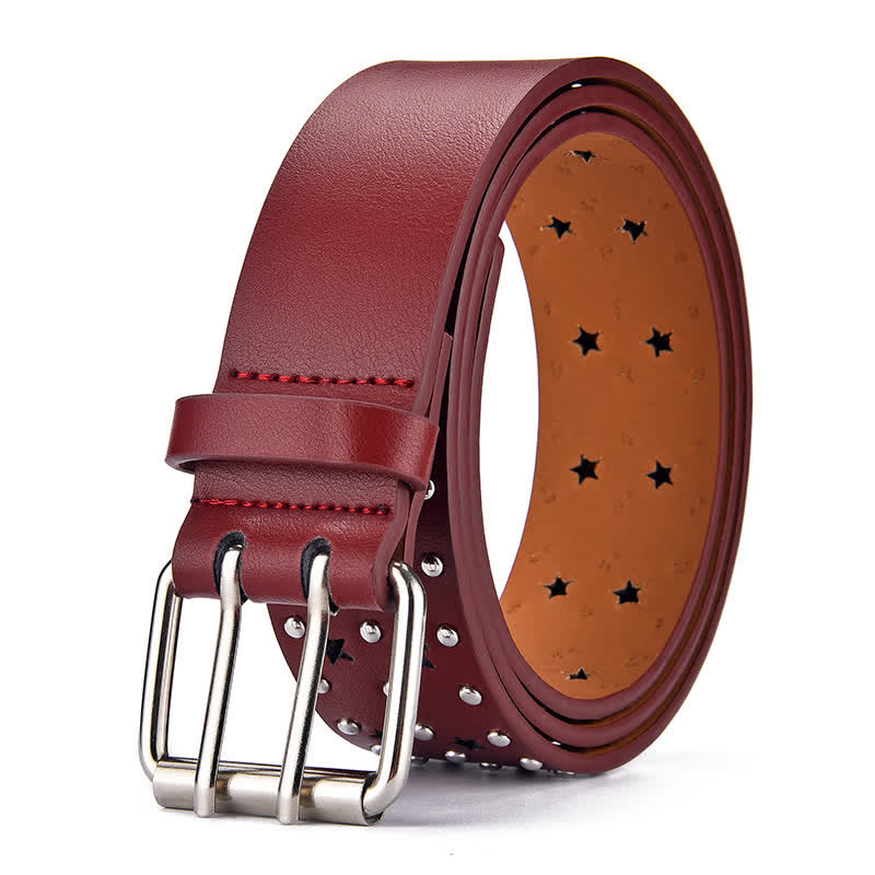 Cintura in pelle con rivetti a doppia punta e stella - image 6