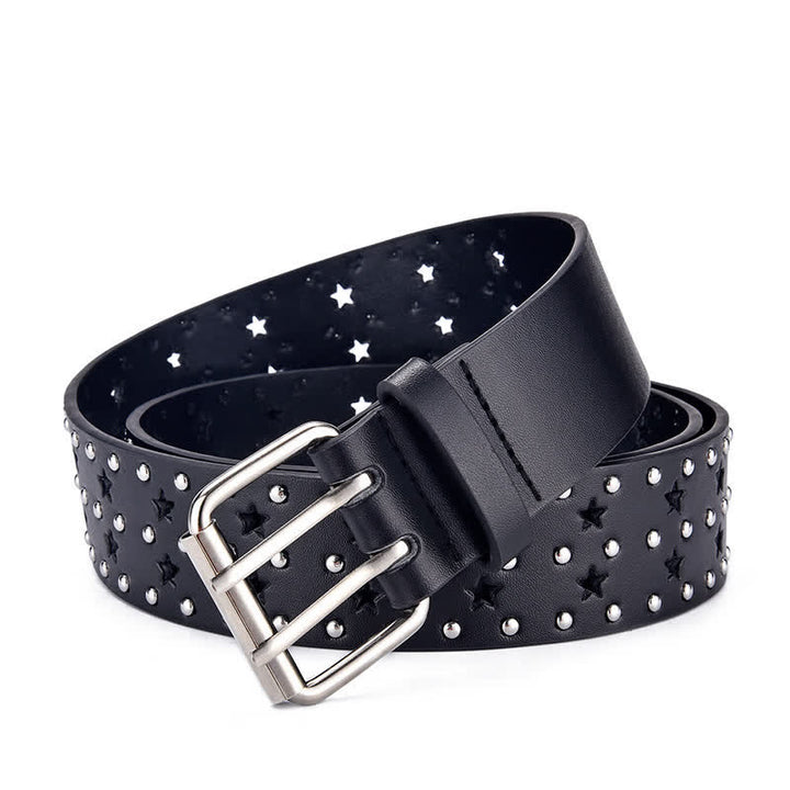 Cintura in pelle con rivetti a doppia punta e stella - Nero - 38 - image 0