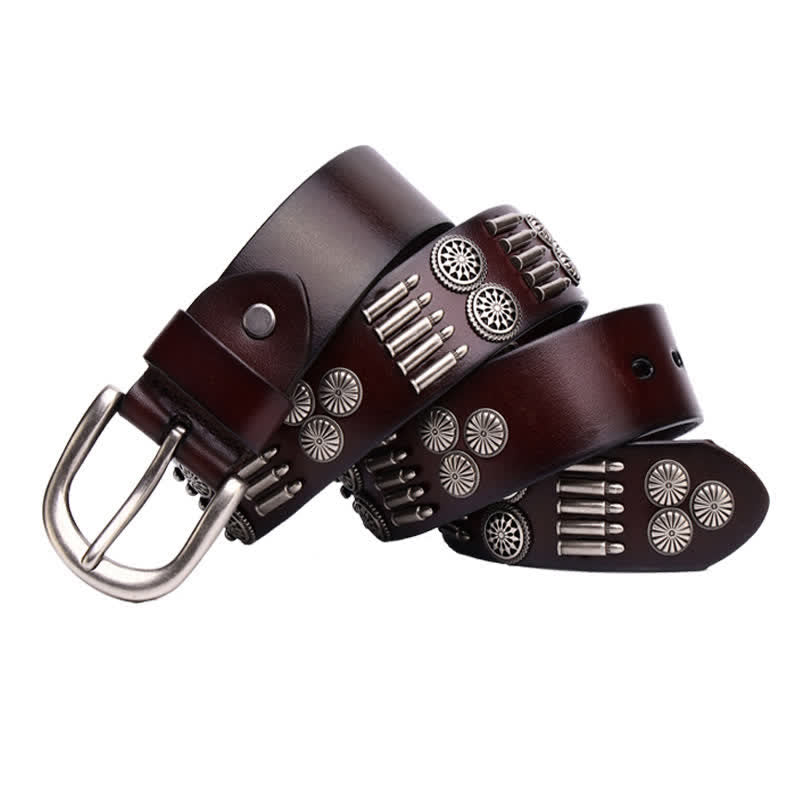 Cintura in pelle con rivetti a proiettile in metallo punk rock alla moda