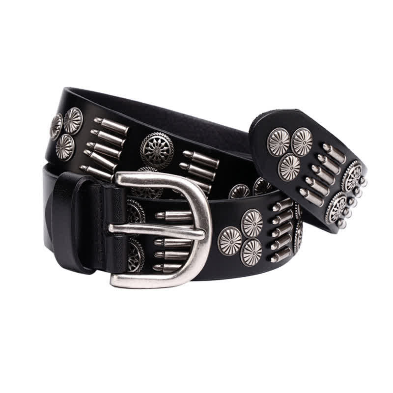 Cintura in pelle con rivetti a proiettile in metallo punk rock alla moda