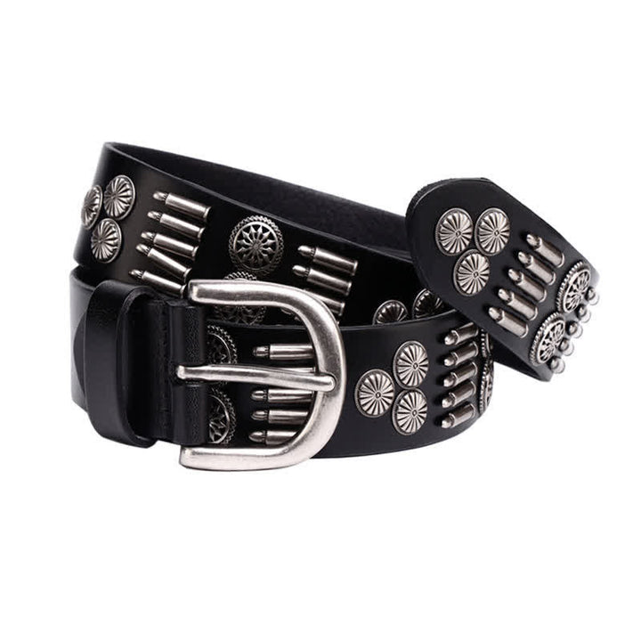 Cintura in pelle con rivetti a proiettile in metallo punk rock alla moda