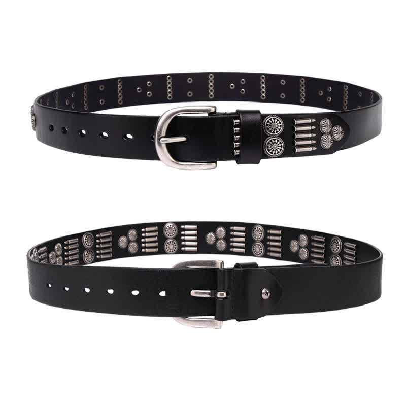 Cintura in pelle con rivetti a proiettile in metallo punk rock alla moda