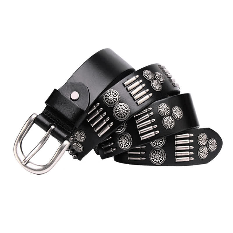 Cintura in pelle con rivetti a proiettile in metallo punk rock alla moda