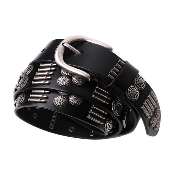 Cintura in pelle con rivetti a proiettile in metallo punk rock alla moda