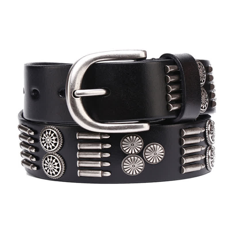 Cintura in pelle con rivetti a proiettile in metallo punk rock alla moda