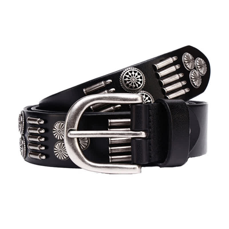 Cintura in pelle con rivetti a proiettile in metallo punk rock alla moda