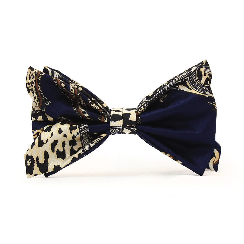 Papillon da uomo di lusso con fantasia blu navy e beige - Papillon - image 0