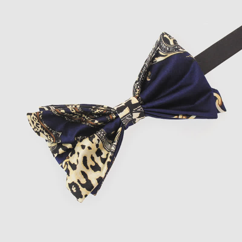 Papillon da uomo di lusso con fantasia blu navy e beige