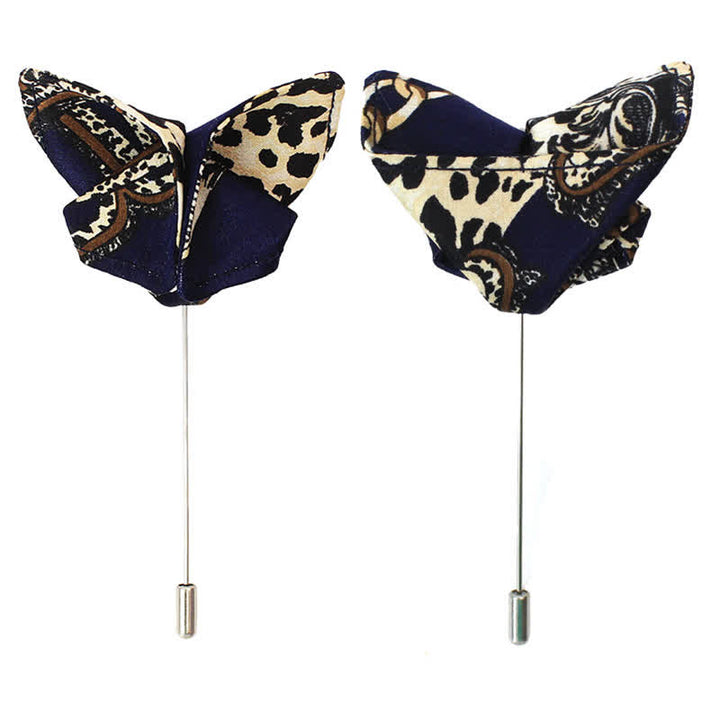 Papillon da uomo di lusso con fantasia blu navy e beige