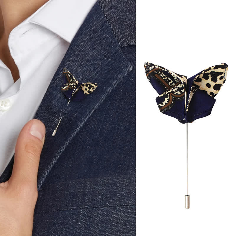 Papillon da uomo di lusso con fantasia blu navy e beige