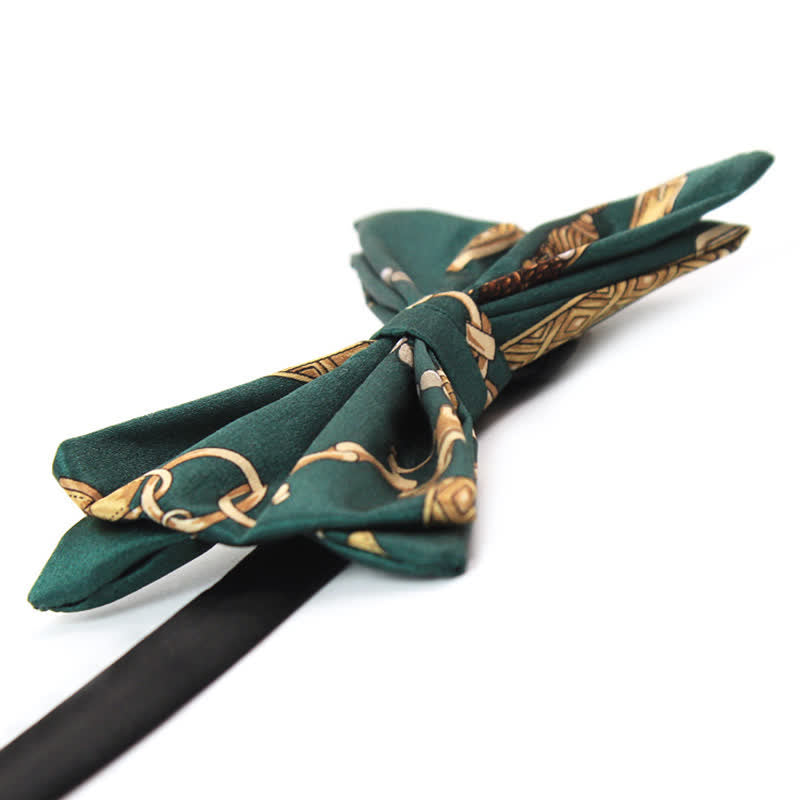 Papillon da uomo con stampa Royal Court verde e oro retrò