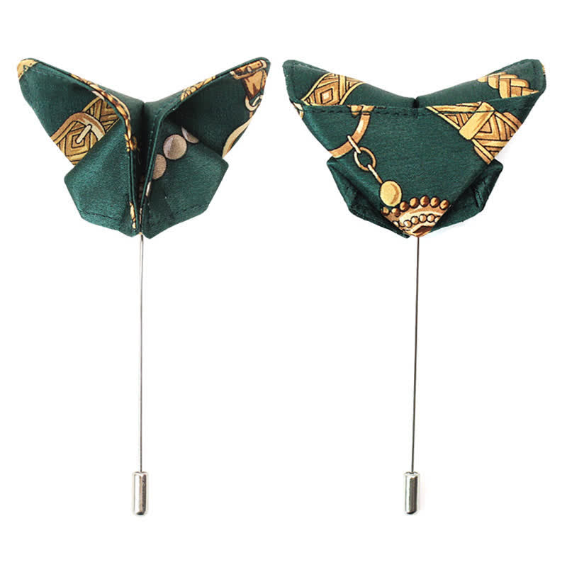 Papillon da uomo con stampa Royal Court verde e oro retrò