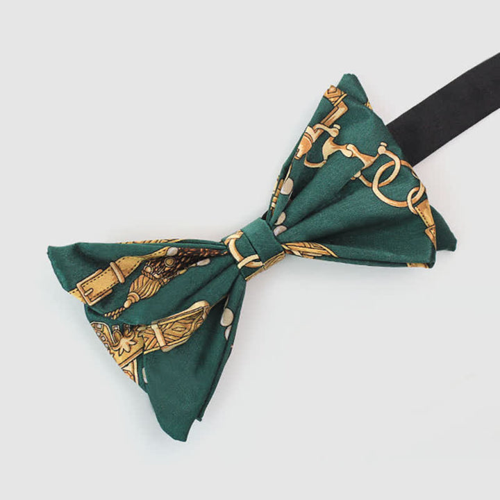 Papillon da uomo con stampa Royal Court verde e oro retrò