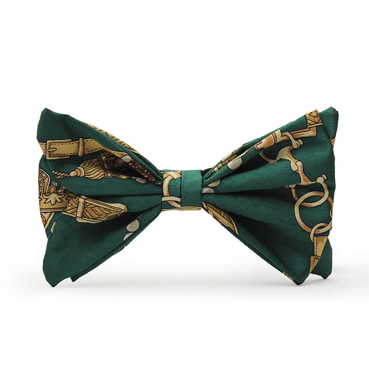 Papillon da uomo con stampa Royal Court verde e oro retrò