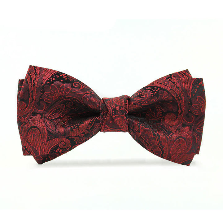 Papillon elegante da uomo in stile britannico con motivo Paisley bordeaux - Stile n. 2 - image 5