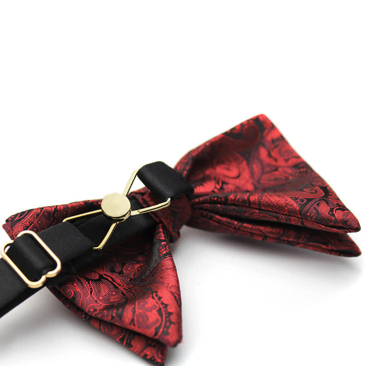 Papillon elegante da uomo in stile britannico con motivo Paisley bordeaux