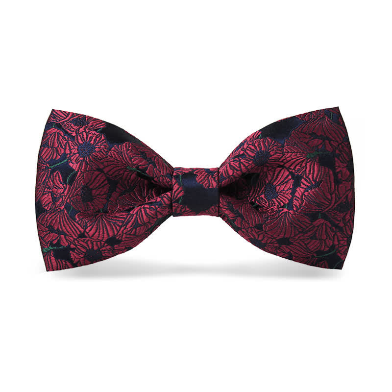 Papillon da uomo con motivo a fiori bordeaux e blu navy