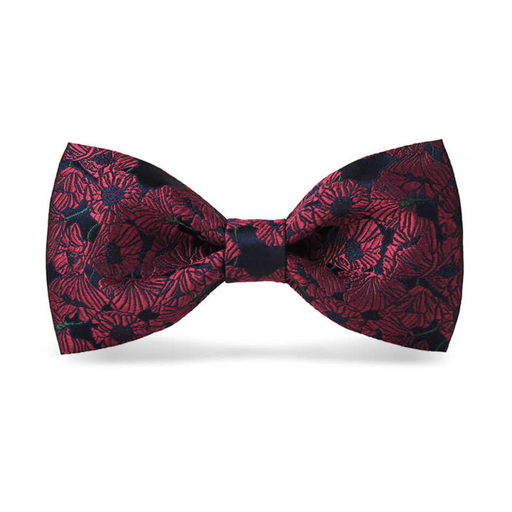 Papillon da uomo con motivo a fiori bordeaux e blu navy