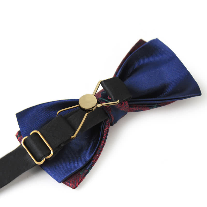 Papillon da uomo con motivo a fiori bordeaux e blu navy - image 3