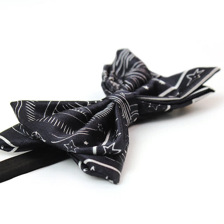 Papillon da uomo con motivo sole luna stelle nero