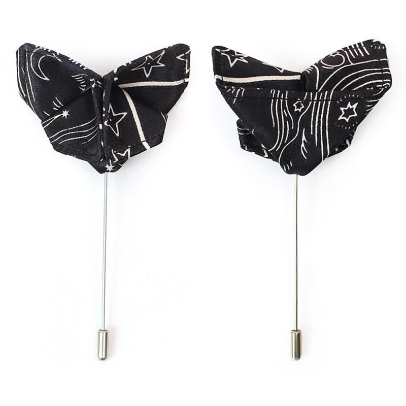 Papillon da uomo con motivo sole luna stelle nero