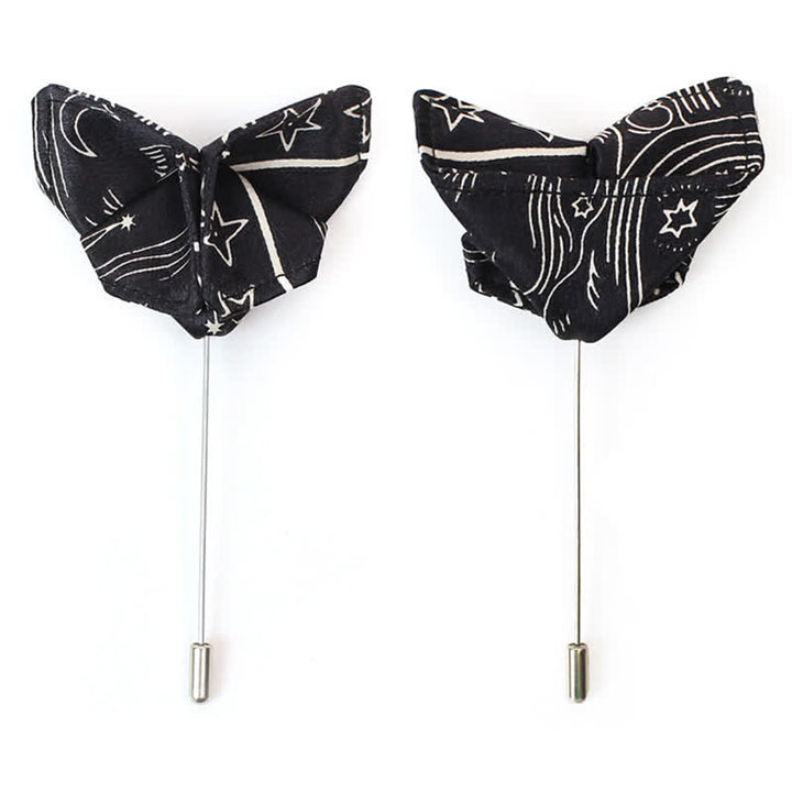 Papillon da uomo con motivo sole luna stelle nero