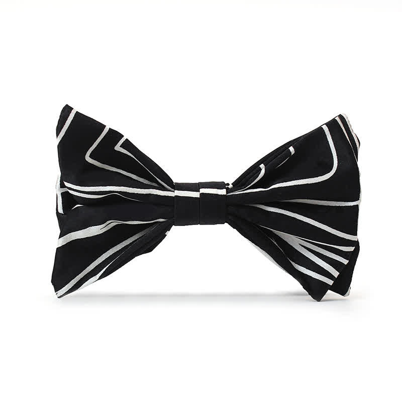 Papillon da uomo con linee geometriche bianche e nere - Papillon - image 0