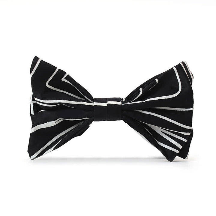 Papillon da uomo con linee geometriche bianche e nere - Papillon - image 0