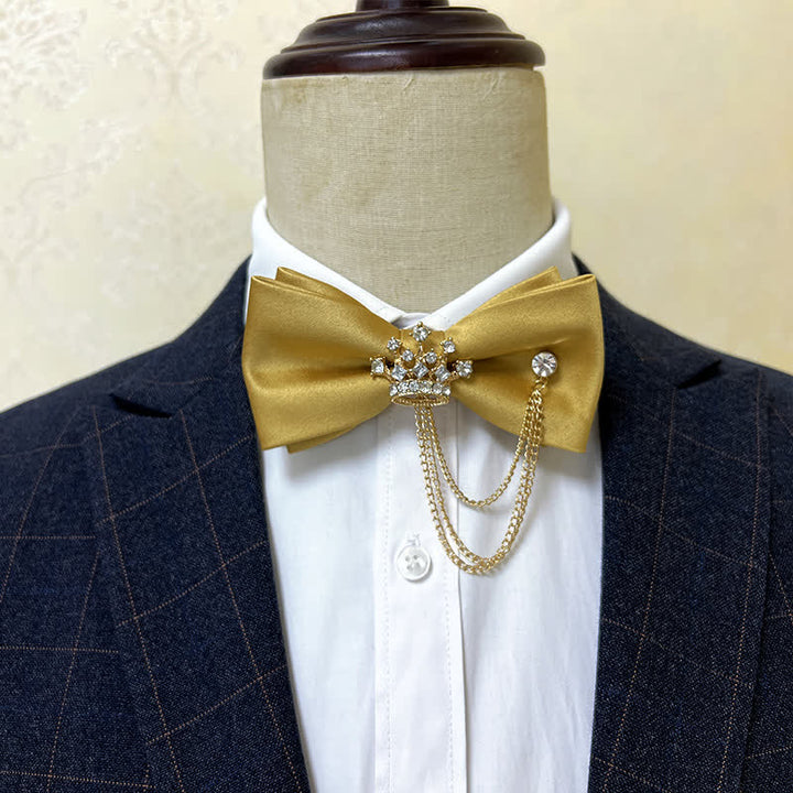 Papillon da uomo con corona in metallo argentato e catena a croce - Giallo / Oro - image 12