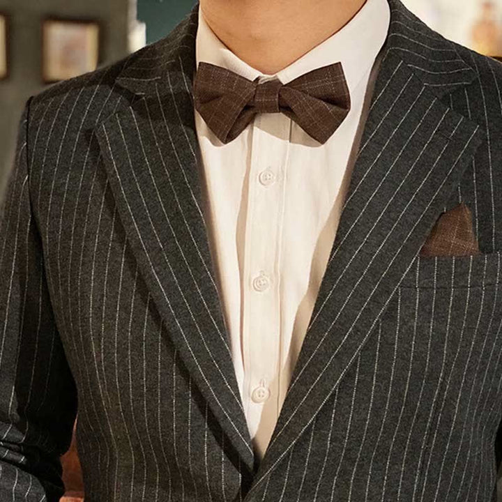 Papillon scozzese marrone scuro vintage in stile britannico da uomo