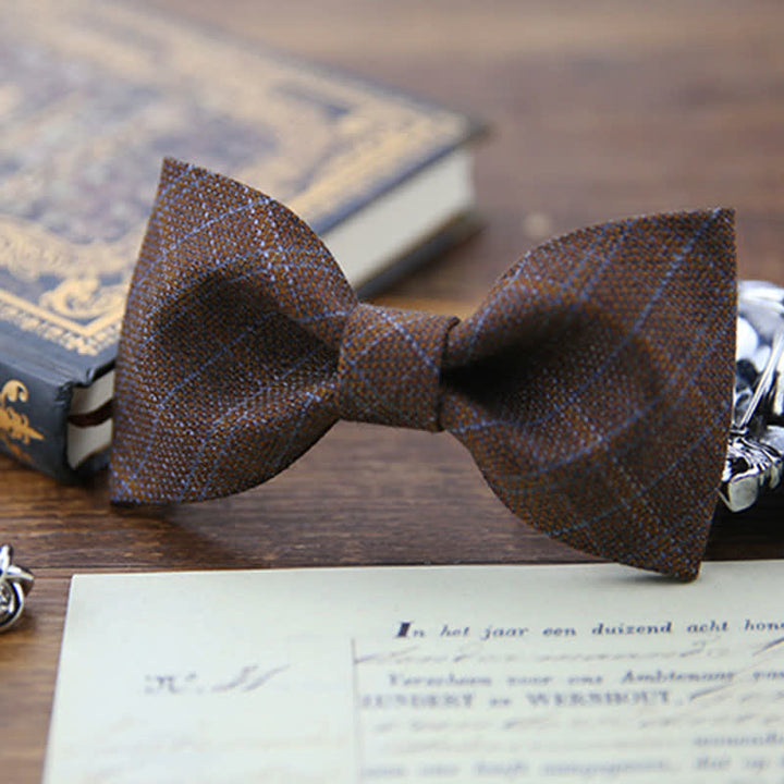Papillon scozzese marrone scuro vintage in stile britannico da uomo