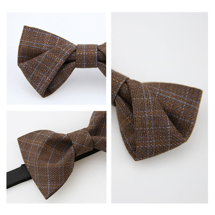 Papillon scozzese marrone scuro vintage in stile britannico da uomo
