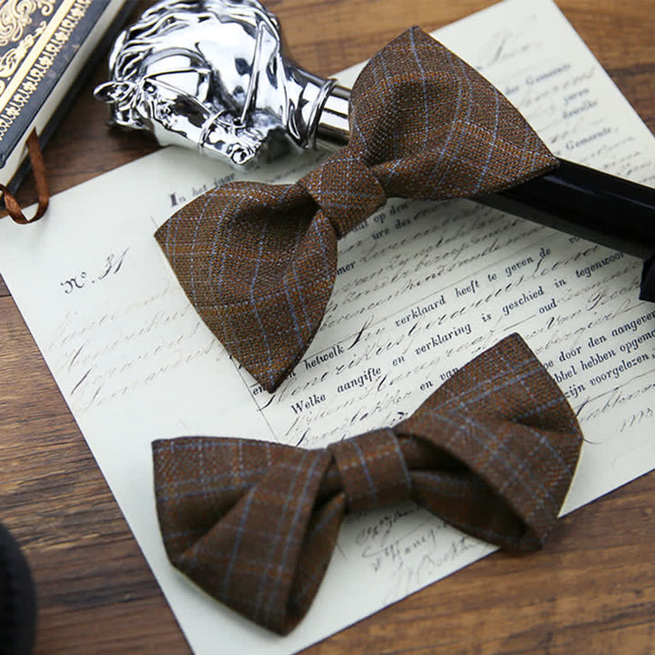 Papillon scozzese marrone scuro vintage in stile britannico da uomo