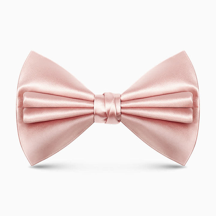 Papillon unico da uomo a doppio strato, tinta unita e antirughe - Rosa - image 11