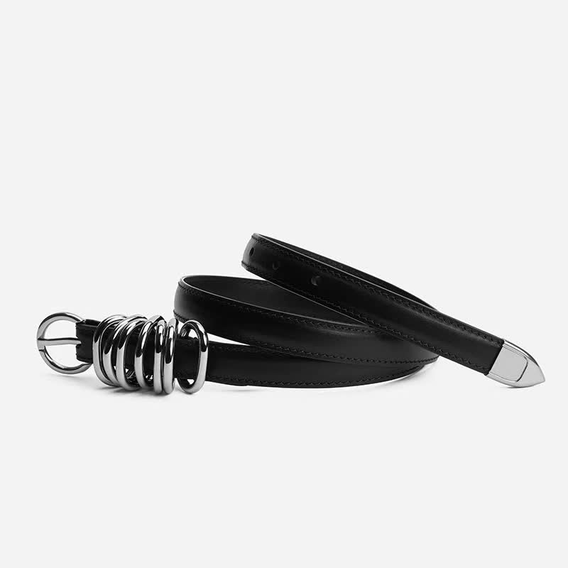 Cintura in pelle con fibbia ad anello in metallo in stile punk personalizzato da donna