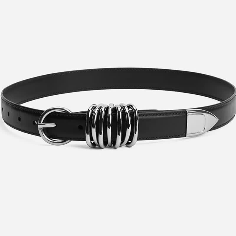 Cintura in pelle con fibbia ad anello in metallo in stile punk personalizzato da donna