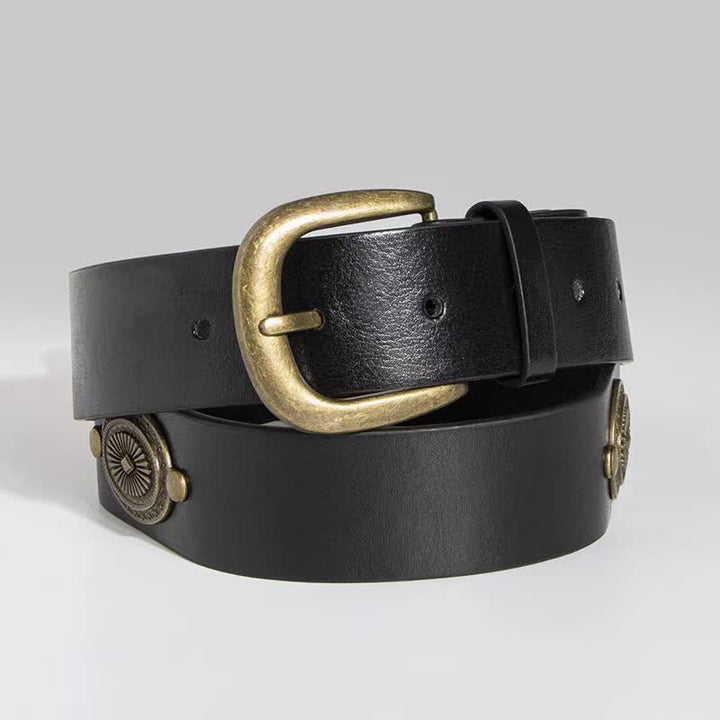 Cintura in pelle con decorazione in metallo e borchie Concho da donna