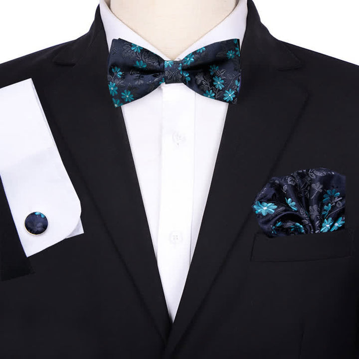 Set di 3 cravatte a farfalla con fazzoletto da taschino floreale da uomo - Stile n. 4 - image 3