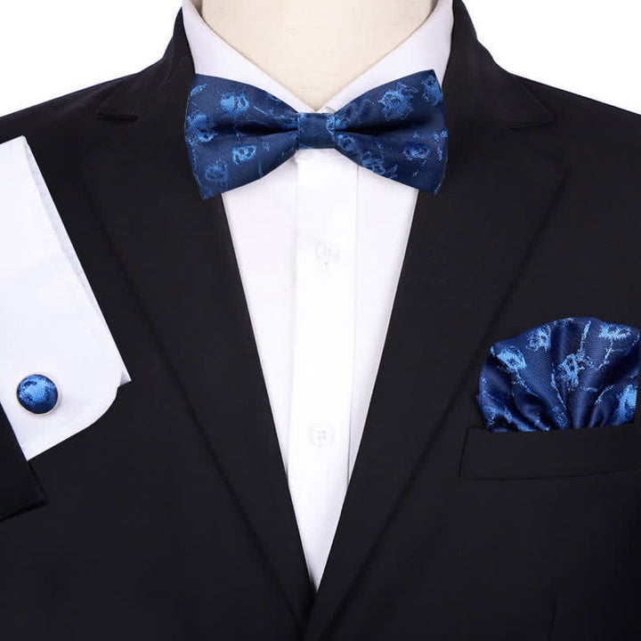 Set di 3 cravatte a farfalla con fazzoletto da taschino floreale da uomo - Stile n. 1 - image 0